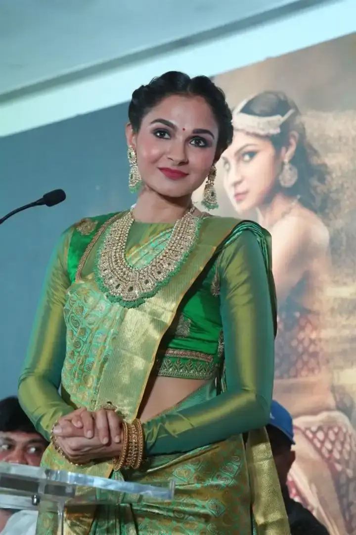 Andrea Jeremiah In Indian Traditional Green Saree Jewelry